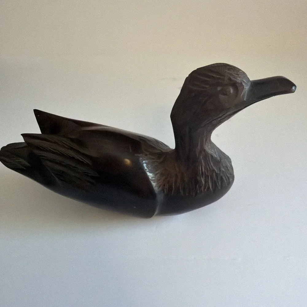 Vintage Hand Carved Iron Wood Duck Decoy Mid Century‎ Home Decor Art